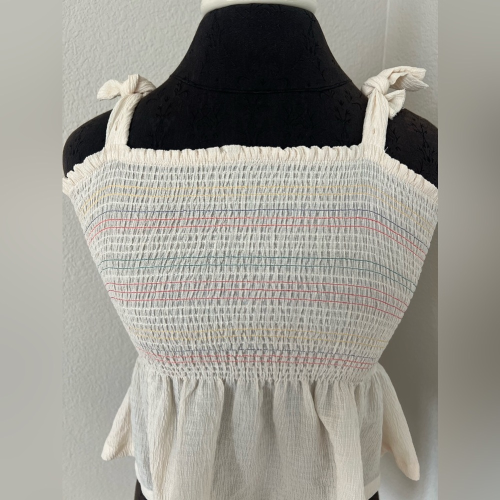 Madewell Texture & Thread Rainbow Smocked Peplum Tank Top Size XS - Picture 5 of 9